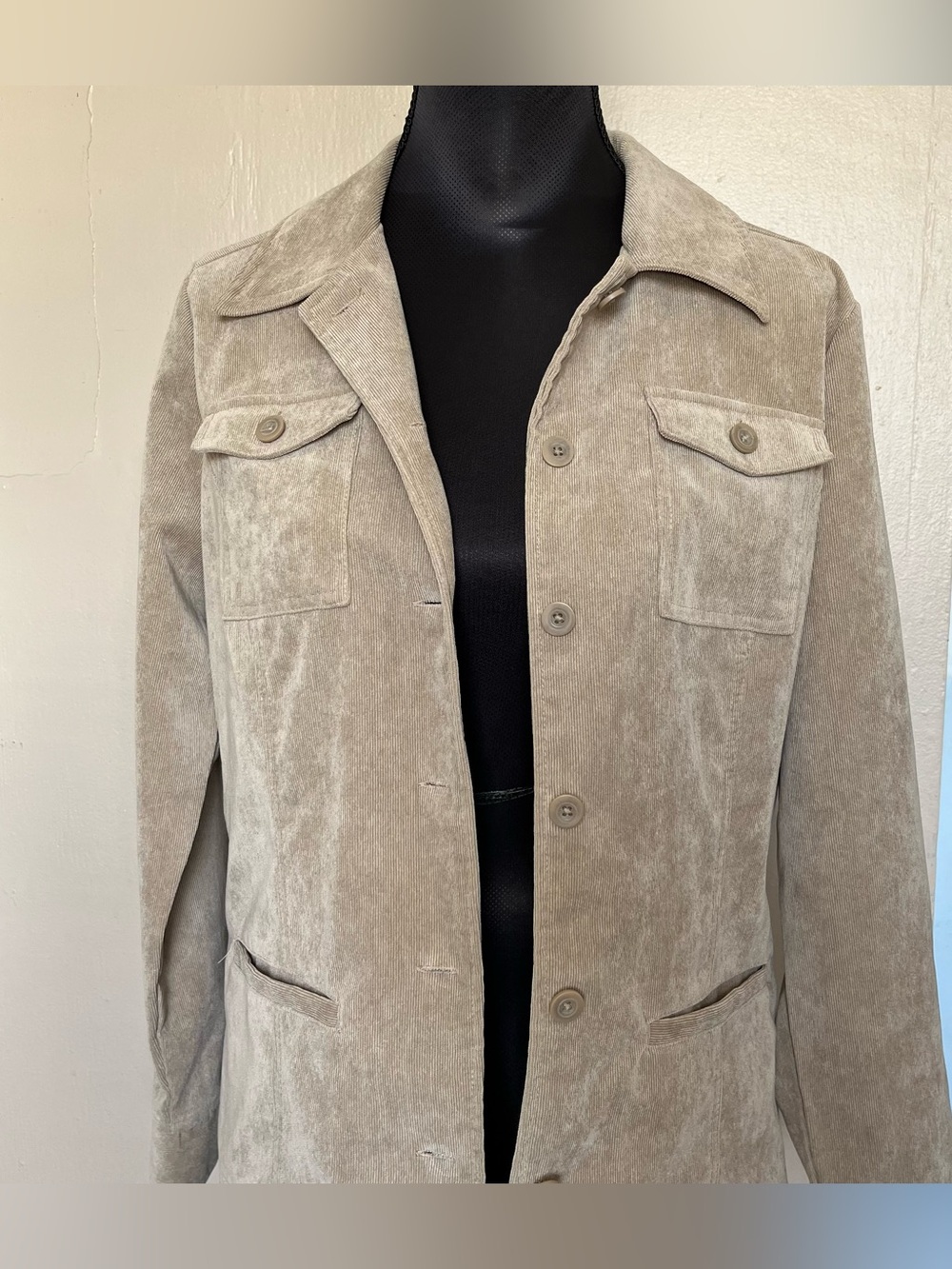 Cream corduroy button up shacket